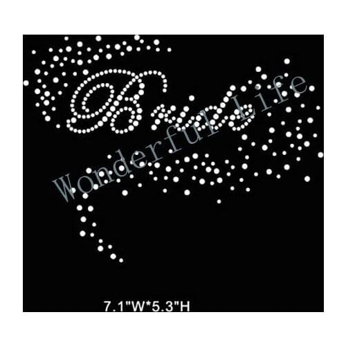 Free Shipping Bride with dot hot fix rhinestone motif,rhinestone transfer, iron on strass heat transfera