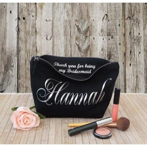 Customize names maid of honor makeup pouches bridesmaid wedding Gift Make Up Cosmetic Bags Unique Gift for Bridal Party gifts