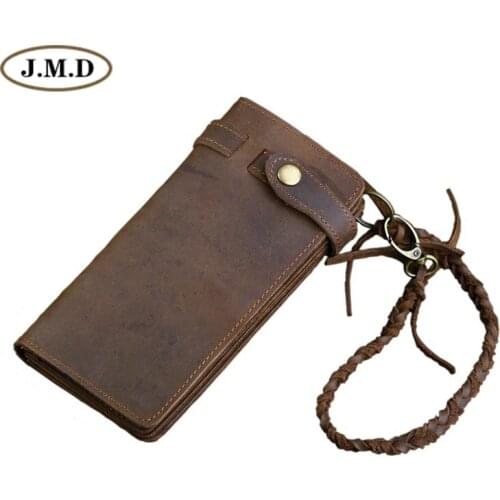 J.M.D Free Ship Genuine Crazy Horse Leather Vintage Cowboy Mens Wallets Hand Bag Clutch Purses # 8031R