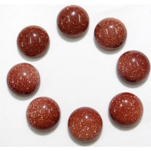 50pcs/12mm Natural Stone Round No Hole Cabochons Gold sand Beads for Woman Men Jewelry Making DIY Ring Pendant Accessories