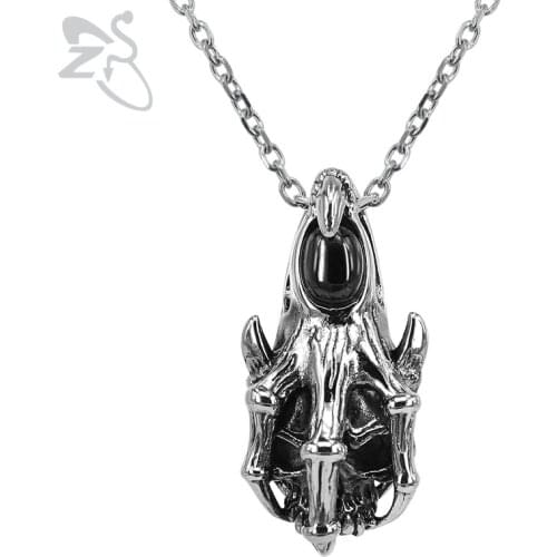 ZS 316L Stainless Steel Skull & Claw Pendant Necklace for Men Punk Rock Roll Jewelry Gift New Male Biker Necklaces Accessories