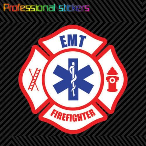 Maltese Cross EMT Firefighter Sticker Die Cut Vinyl Medical Fire Ems Fire Rescue Stickers for Car, RV, Laptops, Motorcycles