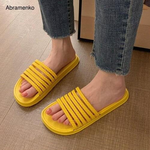 Non-slip House Slippers For Women Indoor Rome Shoes Plastic Bathroom Shower Slippers Strappy Women Slides Summer Beach Shoes
