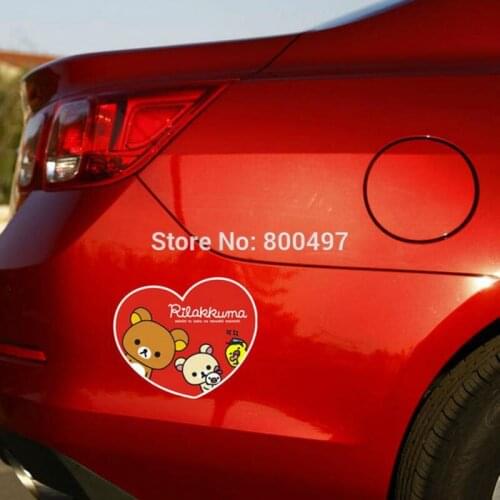 Newest Lovely Car Cover Cartoon Bear Rilakkuma Love Heart Car Sticker Car Decal for Toyota Chevrolet Volkswagen Honda Tesla Lada
