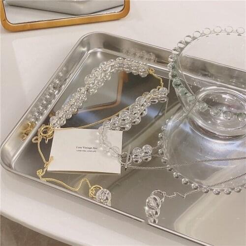 Origin Summer Unique Design Round Beaded Transparent Resin Chokers Necklace for Women Asymmetric Toggle Clasp Necklace Jewelry
