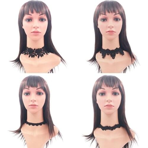 Gothic Wide Flower Black Lace Chokers Necklaces for Women Fashion Punk Gothic Choker Charm Vintage Collares Necklace