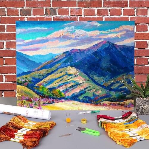Landscape Moumt Strimba Printed Canvas 11CT Cross-Stitch Full Kit Embroidery DMC Threads Handmade Knitting Hobby Different
