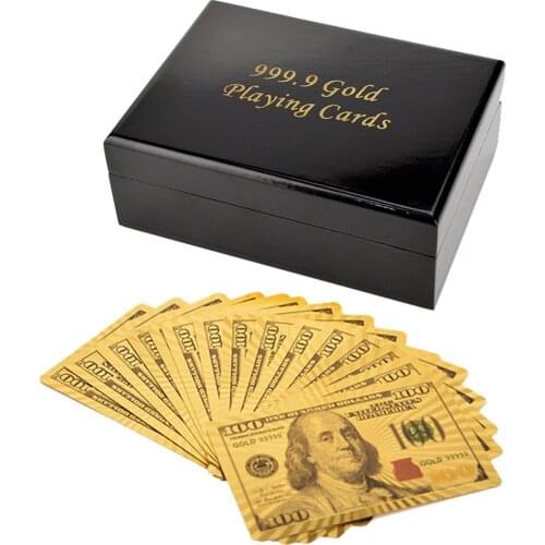 Gold Foil Poker Cards Wooden Box Playing Cards Box Handmade Entertainment Container Organizer Gift Packing Poker Storage Case