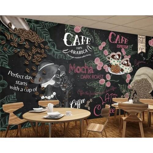 Beibehang Custom wallpaper European and American hand-painted blackboard cafe western restaurant background mural 3d wallpaper