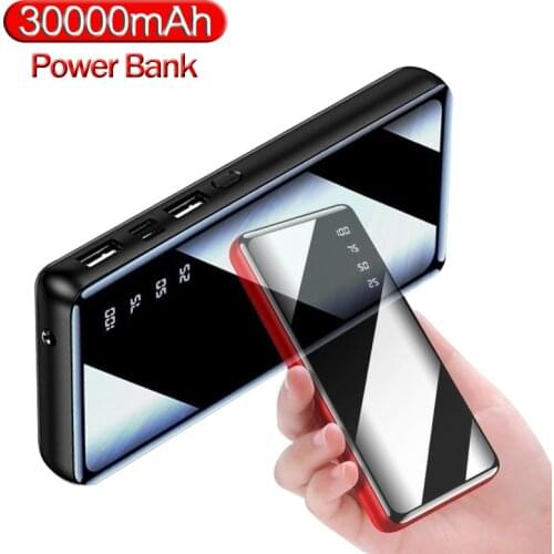 Power Bank 30000mAh Portable Charging External Battery LCD Digital Display Fast Charger LED Light for Iphone Xiaomi Samsung