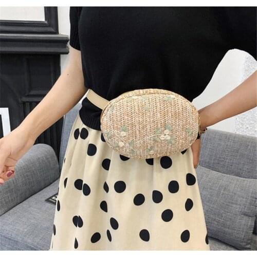 Mihaivina Waist Bag For Women Fanny Pack Phone Bag Money Belt Wallet Straw Bum Bag Fashion Summer Chest Bag Hip Pack Shoulder