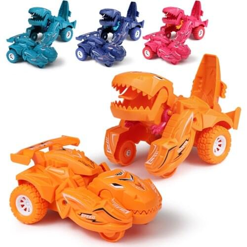 Multi-style Transformer Dinosaur Car 2-in-1 Childrens Deformation Inertial Animal Vehicles 4wd Toys Stunt Diecasting Car Boys