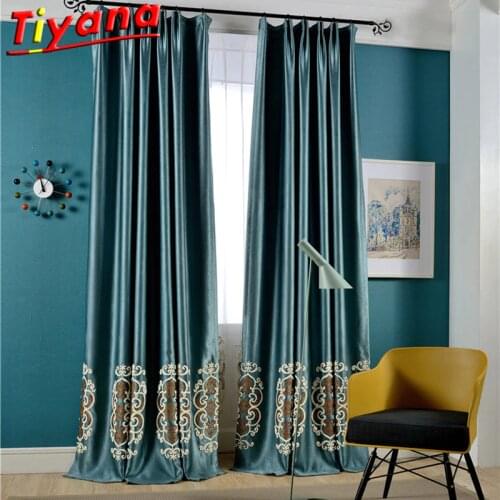 High-GradePearl Velvet Full Blackout Curtains for Living Room European Geometry Embroidery Yarn for Bedroom X-HM462#30