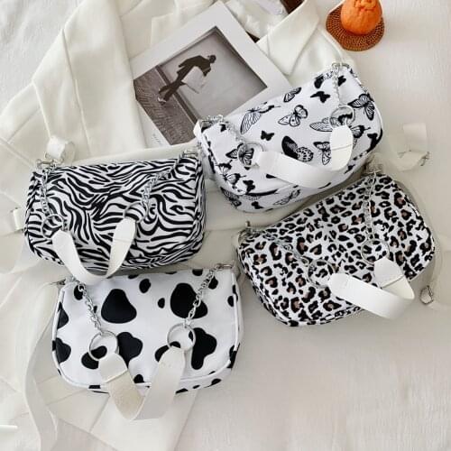 Women Fashion Animal Pattern Printing Messenger Crossbody Shoulder Bag Casual Ladies Chain Small Underarm Bags Handbag Purse