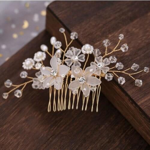 Bride Wedding Prom Hair Clip Handmade Flowers Beads Pearl Decoration Ladies Hairs Accessories Fashion Korean Women Hair Comb