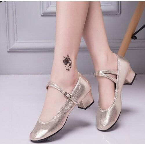 Women Dance Shoes 2021 Summer Spring Sandals High Heel Buckle Shoes Glitter Rhinestone Latin Sandals Female Party Dress Shoes