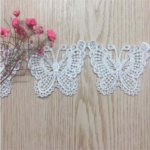 1yard Vintage White Butterfly Lace Edge Trim Embroidery Applique for Sewing Craft
