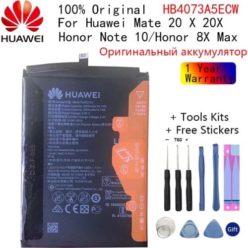 100% Orginal Huawei HB3973A5ECW HB4073A5ECW 5000mAh Battery For HUAWEI Honor 8X Max/Honor Note 10 /Mate 20X 20 X EVR-AL00+Tools