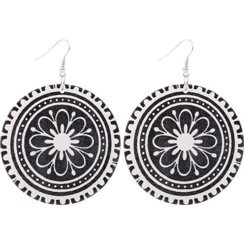 12 Pair Good Quality Wood Earrings African Woman Wooden Brincos Round Pendant 6cm/2.36'' E277