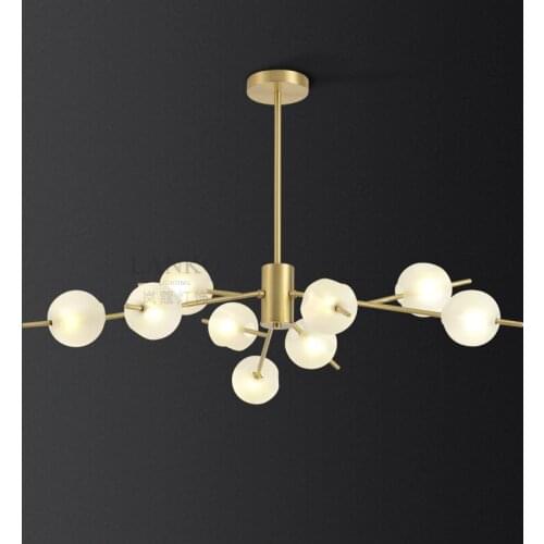 American minimalist glass ball brass dining chandelier postmodern personality creative living room bedroom designer Nordic lamps