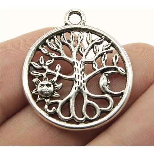 Free Ship 80 pcs Antique silver sun moon tree charms pendant 29x25mm