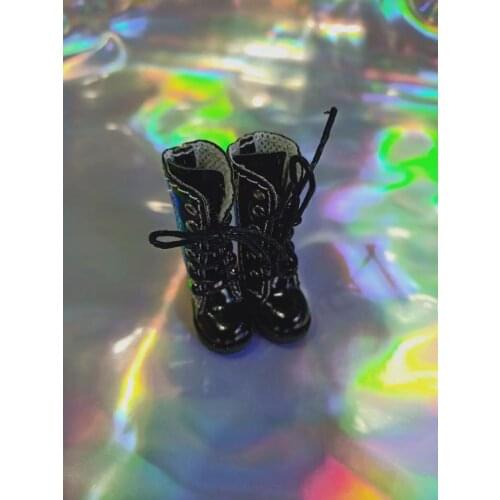 Blythes doll shoes size 1/6 fashion versatile new lace-up high top Martin boots round top fashion boots classic black