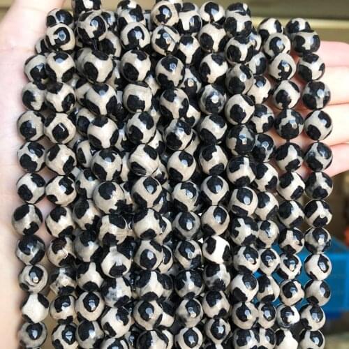 Faceted Black Tibetan Mystical Old Onyx Spherical Beads Natural Stone Beads For Making DIY Jewelry 15.5 inches 6 8 10 12mm