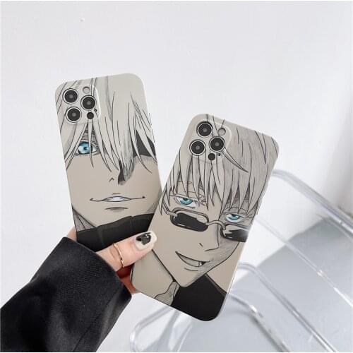 Anime Jujutsu Kaisen Gojo Satoru phone for case iPhone 12 MiNi 11 Pro MAX X XS XR 7 8 Plus SE 2020 sketch expression cover coque
