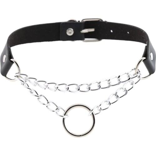 Black Harajuku Punk Choker Necklace Goth Silver Color Chain Leather Choker Gothic Collar Women Choker Girls Dark Jewelry