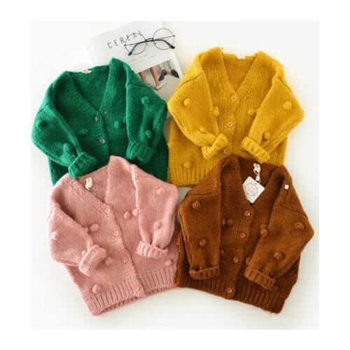 1-3 Years Old Baby Girl Sweater Child 17 Winter Ball In Hand Down Sweater Cardigan Jacket Cardigan For Girls