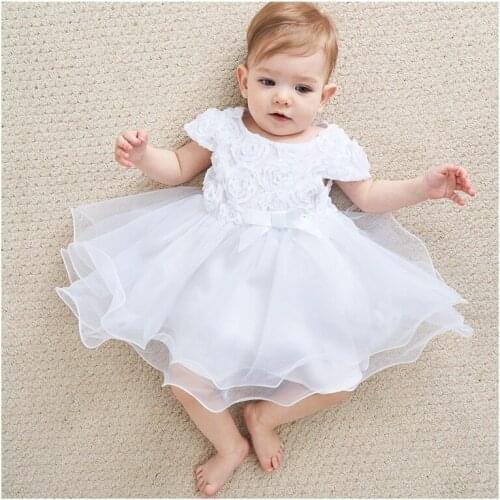 Princess Kids Baby Girls Dress Lace Flower Tulle Christening Gowns Tutu For Babies 1st Birthday Outfits Toddler Baptism Cosutme
