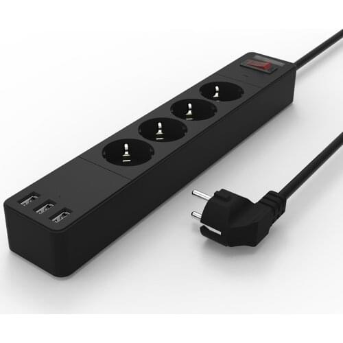 EU plug version Power Socket Strip 3 Sockets 3 USB port Extension Patch Board for home