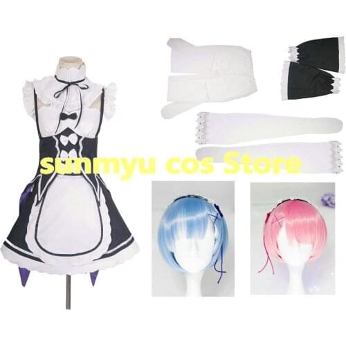 Customize,FreeShipping! Re:Zero kara Hajimeru Isekai Seikatsu Ram Rem Cosplay Costume,Custom Size Halloween Wholesale