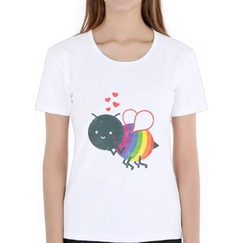 Fashion Bumble rainbow Bee Design women t-shirt short sleeve basic t shirts Novelty Creative Cartoon Bee printed tee shirts