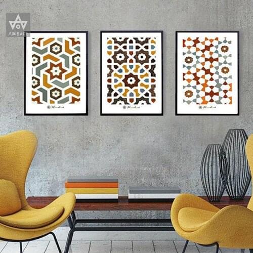 Wall Art Canvas Painting Tile Painting Nordic Geometry India Pattern Posters And Prints Wall Pictures For Living Bohemian Room