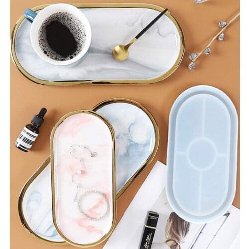 Oval Tray Epoxy Resin Mold Plate Dish Casting Silicone Mould DIY Crafts Jewelry Organizer Holder Making Tool