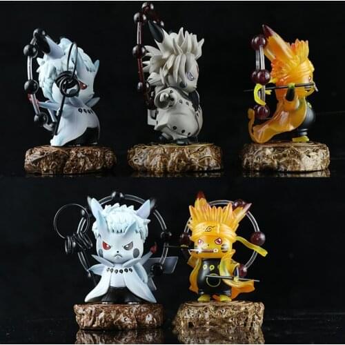 Pokemon Pikachu Cosplay Naruto Uchiha Madara Anime Toys Pikachu COS Uchiha Obito Action Figrues Toys for Children