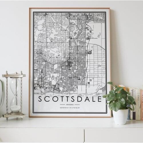 SCOTTSDALE Arizona AZ USA city map Nordic Living Room Decoration Canvas Poster Modern Home Decor Art Print Painting