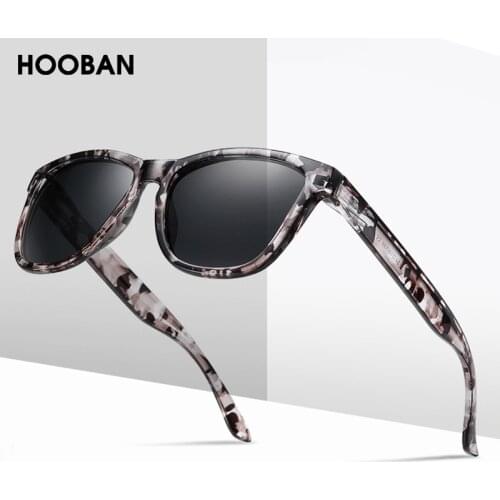 HOOBAN 2020 New Square Men Women Sunglasses Fashion Camouflage Polarized Sun Glasses Male Vintage Drivers Stripe Eyewear UV400