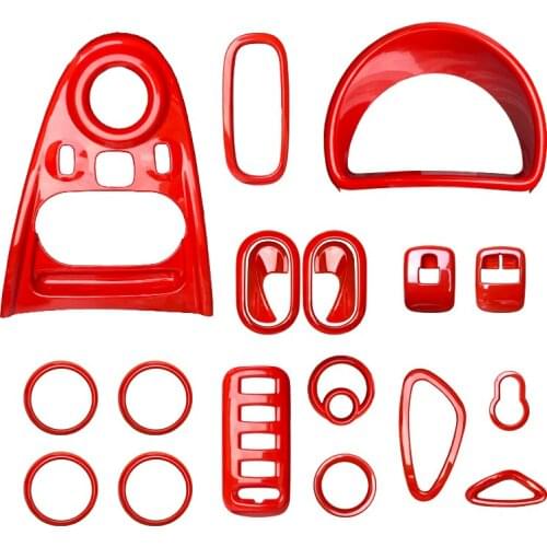 Car Styling Red Car Interior Decoration Trim Frame For Mercedes Smart 453 Fortwo Forfour 2015-2020 ABS Decoration Cover Stickers
