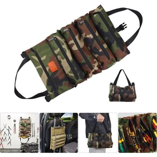 Roll Up Tool Storage Bag Multi-Purpose Tool Outdoor Oxford Cloth Hanging Zipper Carrier Totes Organizer Carrying Pouch Holder
