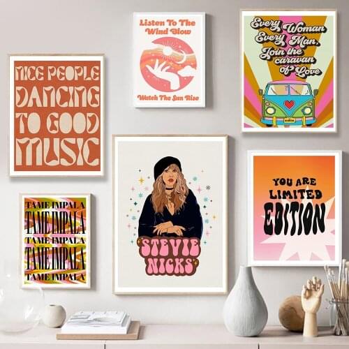 Tame Impala At Retro Music Canvas Posters Vintage Abstract Quote Painting Colorful Rock Wall Pictures for Living Room Decor