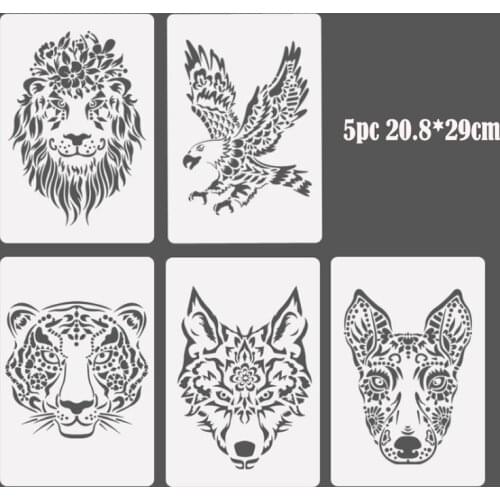 Tiger Stencil Bullet Journal Painting Template DIY Wall Painting Scrapbook Coloring Embossing Album Decorative Template Reusable