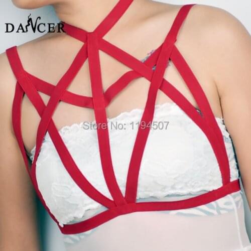 Top fashion Harness lingerie bondage sexy belt body cage body suits adjustable party club open bust fringe cage