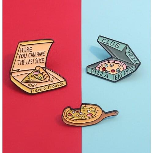 European And American Personality Fashion Design Delicious Smiley Pizza Cartoon Brooch Gourmet Badge With Trendy Clothing Style