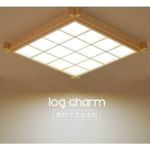 Japanese-Style Surface Mounted Oak Wood AC 110/220V LED Ceiling Lamp Sheepskin Cover Ultra-thin Tatami for Bedroom Living room