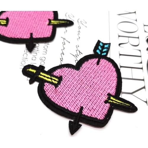 Arrow Heart Pink Decrative Patch for Hat Clothing Bag Embroidered Patch Applique Ironing Clothing Sewing Supplies