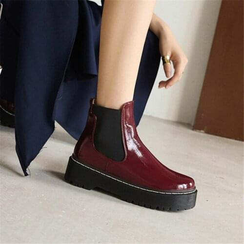 PXELENA 2020 Women Chelsea Boots Flat Platform Creepers Elastic Band Round Toe Comfort Casual Daily Shoes Lady Plus Size 34-41