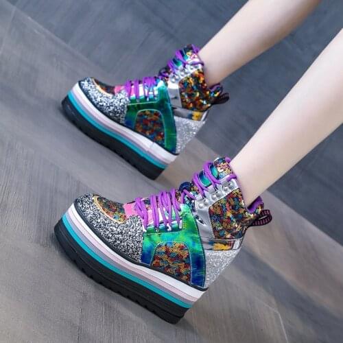 Spring Autumn Winter New Fashion Height Increasing Platform Bling Cross-tied Genuine Leather Women Short Equestrian Boots 201201