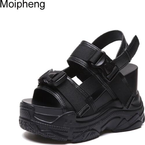 Moipheng Chunky Platform Sandals Women 2021 High Heels Sexy Open-toed Sandals Wedge Increased Shoes Ladies Beach Summer Sandalia